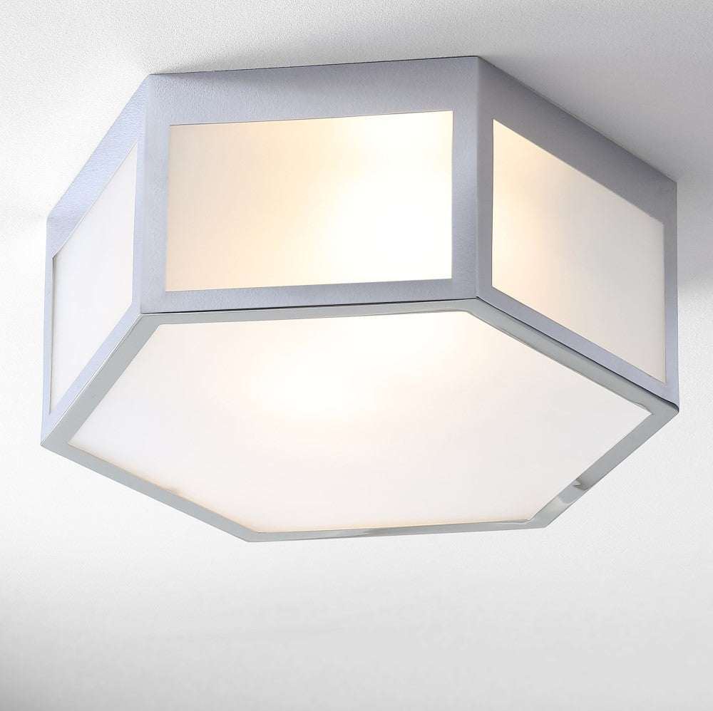 Niam Hexagon Metal/Frosted Glass LED Flush Mount