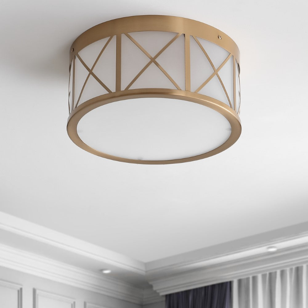 Fitzgerald Drum Metal/Glass Flush Mount