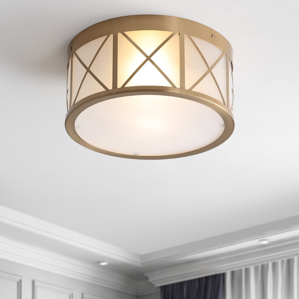 Fitzgerald Drum Metal/Glass Flush Mount