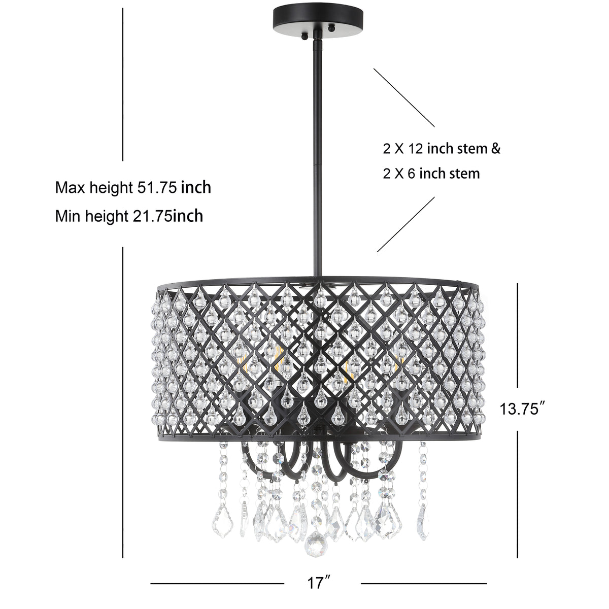 Axum Metal/Crystal Adjustable LED Drop Chandelier
