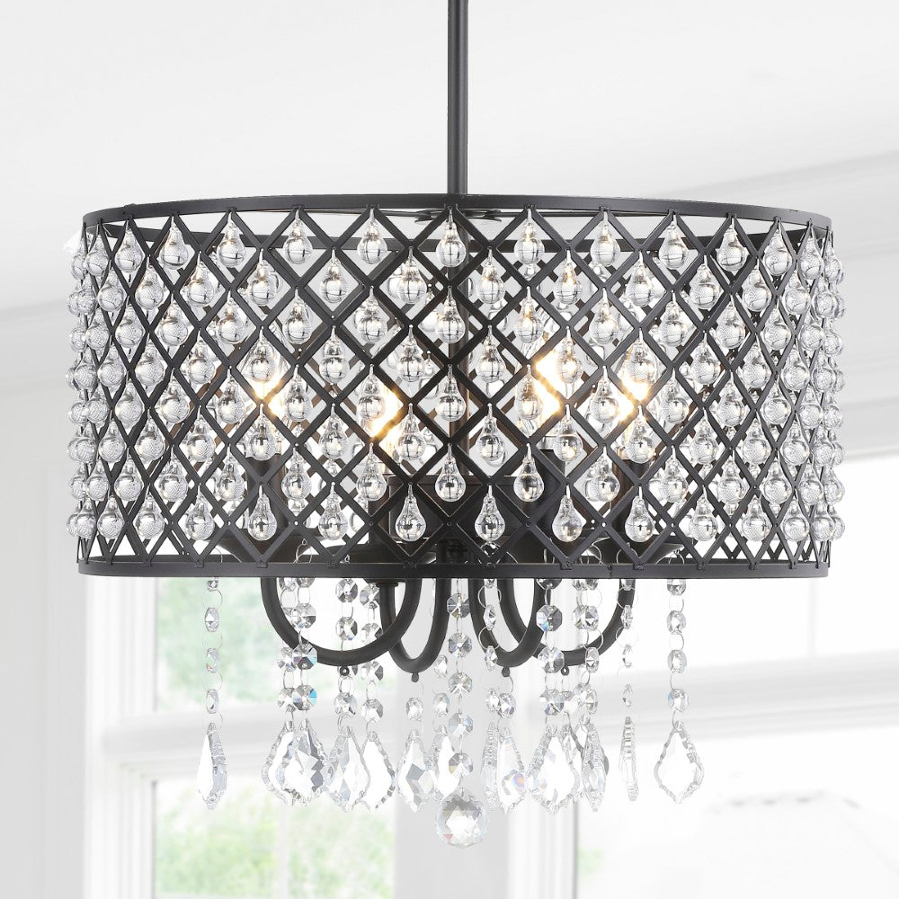 Axum Metal/Crystal Adjustable LED Drop Chandelier