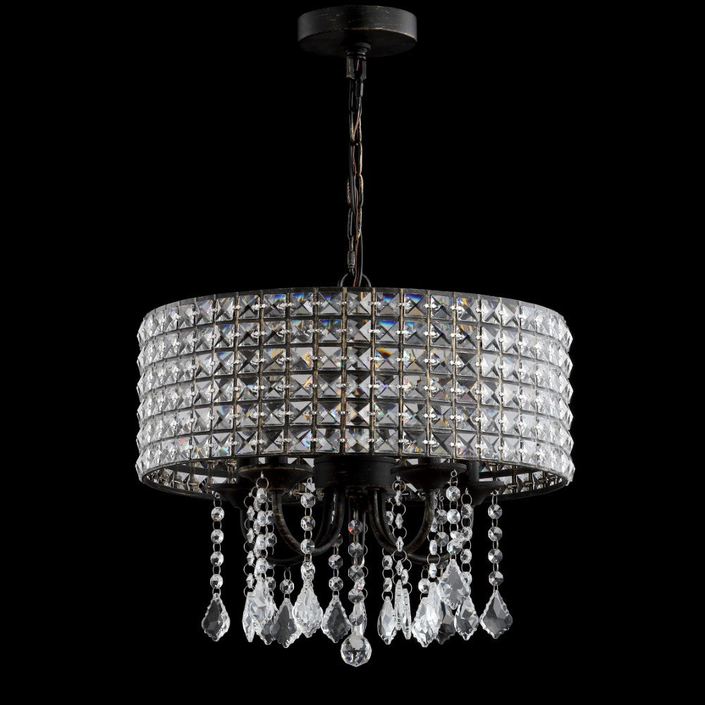 Phoenix 17" Metal/Crystal Adjustable LED Drop Chandelier