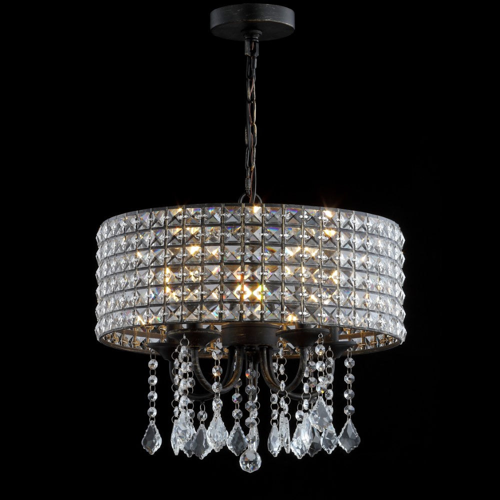 Phoenix 17" Metal/Crystal Adjustable LED Drop Chandelier