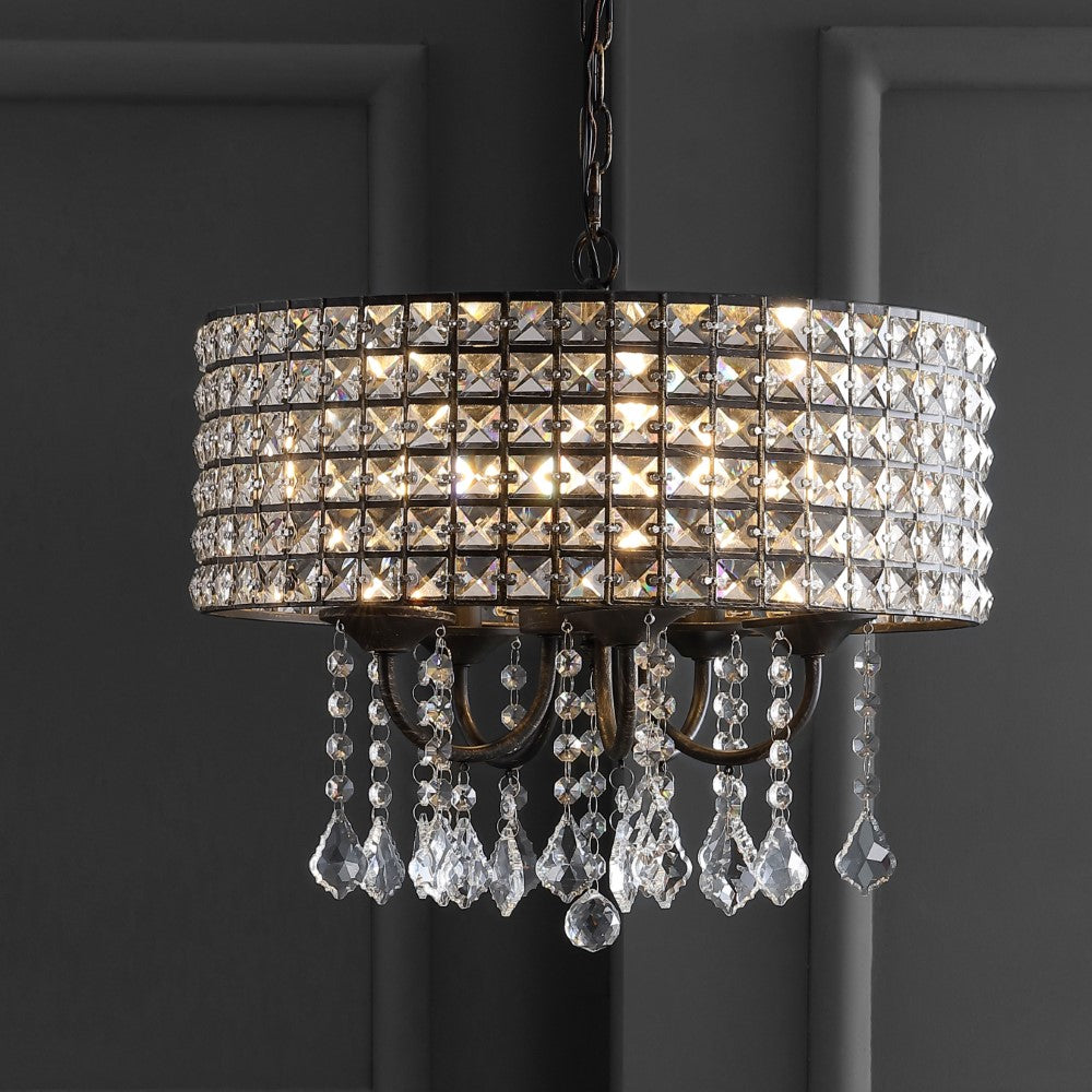 Phoenix 17" Metal/Crystal Adjustable LED Drop Chandelier