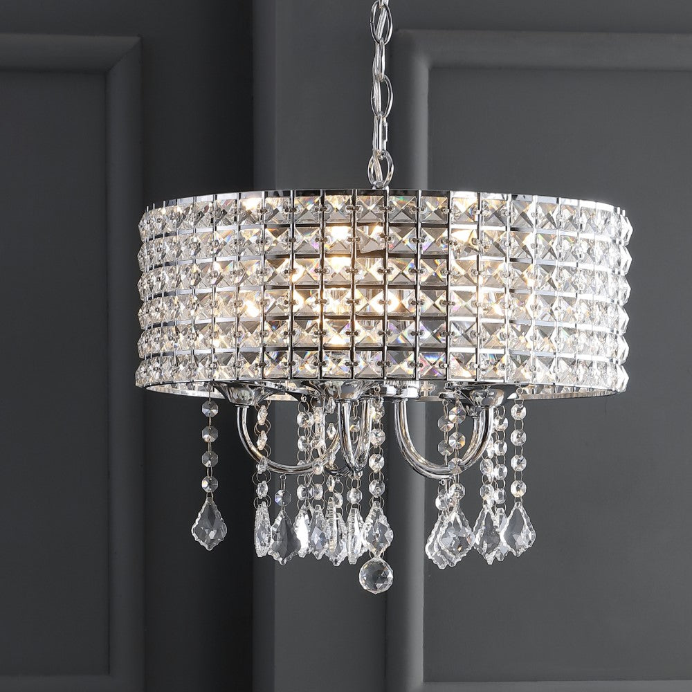 Phoenix 17" Metal/Crystal Adjustable LED Drop Chandelier