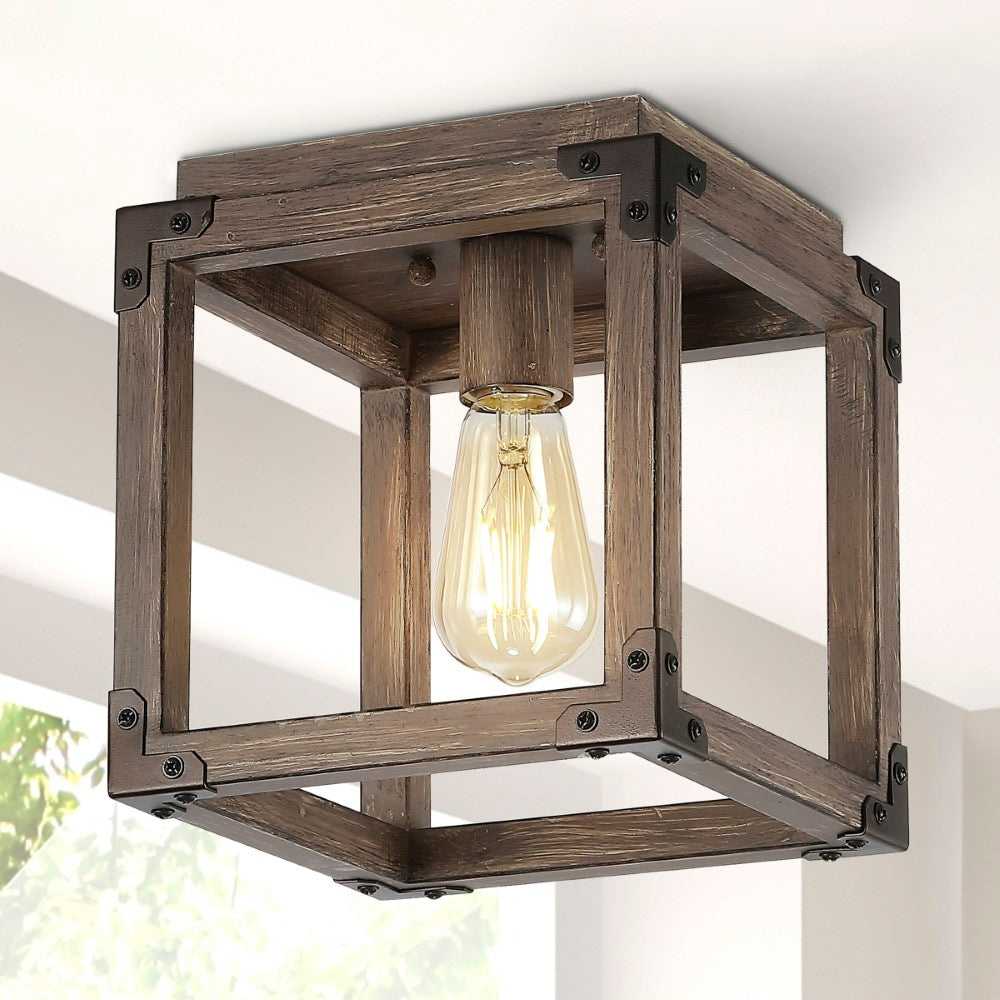 Breakneck 8" Iron Rustic Farmhouse LED Flush Mount