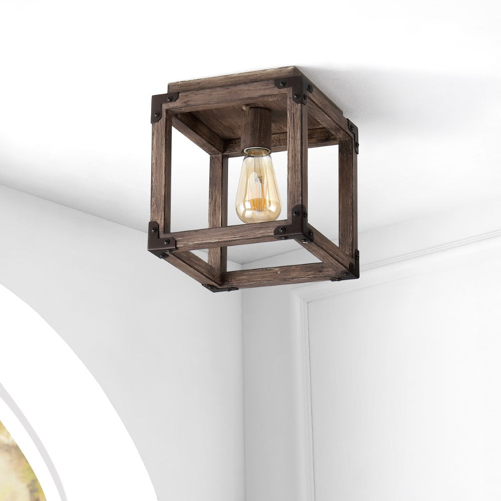 Breakneck 8" Iron Rustic Farmhouse LED Flush Mount