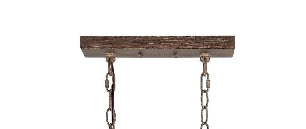 Alica 36" 5-Light Linear Adjustable Iron/Seeded Glass Rustic Farmhouse LED Pendant