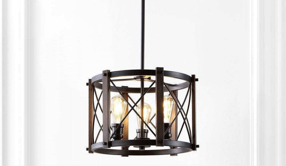 Converse 16" 3-Light Adjustable Iron Rustic Farmhouse LED Pendant