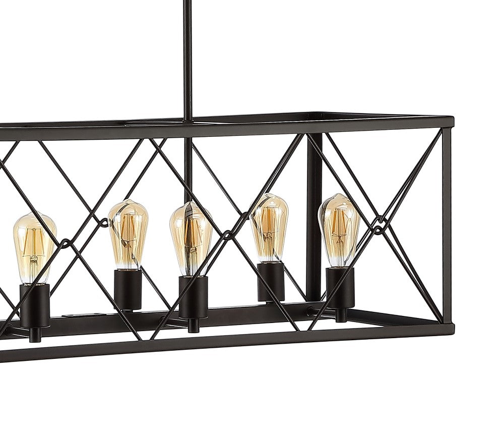 Dave 39" 8-Light Adjustable Iron Farmhouse Industrial LED Dimmable Pendant