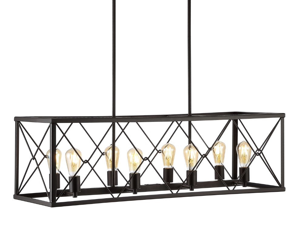 Dave 39" 8-Light Adjustable Iron Farmhouse Industrial LED Dimmable Pendant