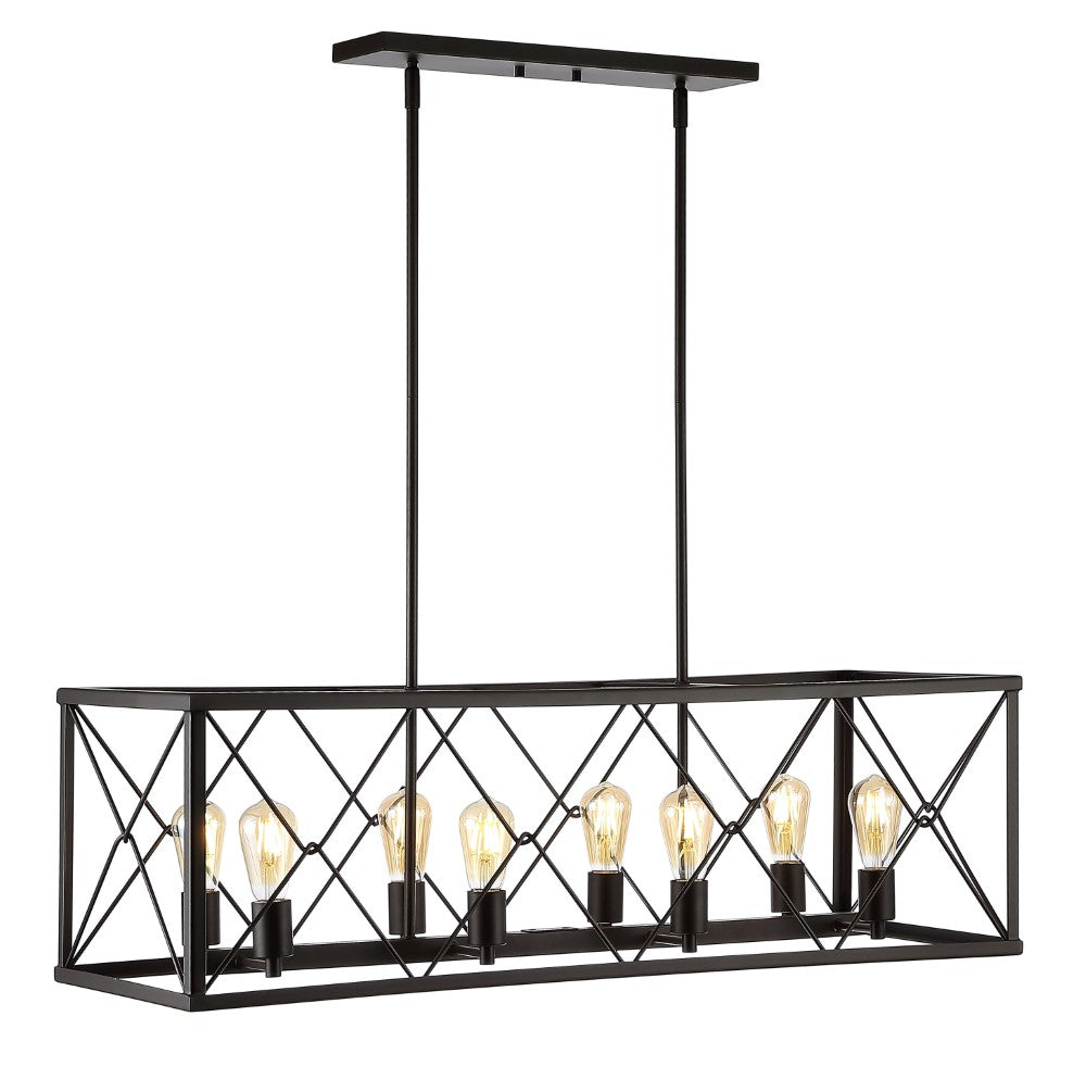 Dave 39" 8-Light Adjustable Iron Farmhouse Industrial LED Dimmable Pendant