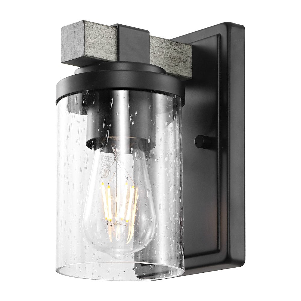 Pinewood Iron/Seeded Glass Rustic Farmhouse LED Vanity Light