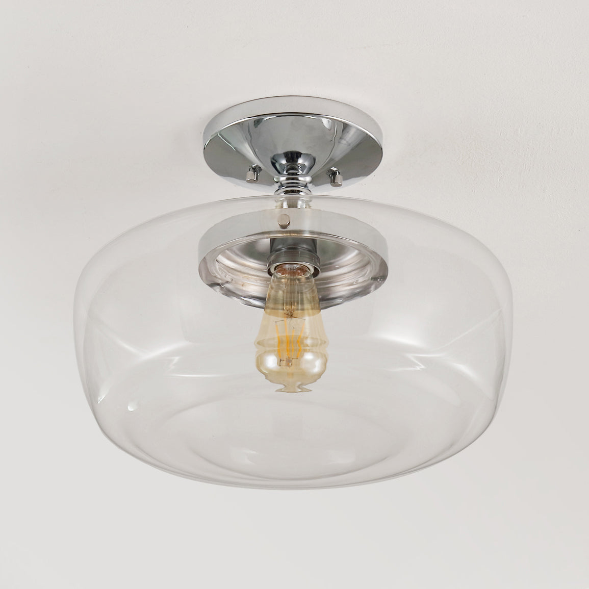 Abukamu 14" Glass/Iron Farmhouse Modern LED Flush Mount