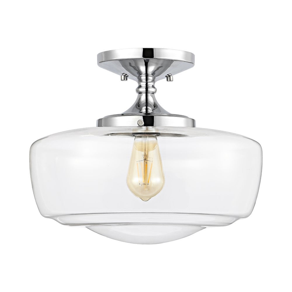 Abukamu 14" Glass/Iron Farmhouse Modern LED Flush Mount