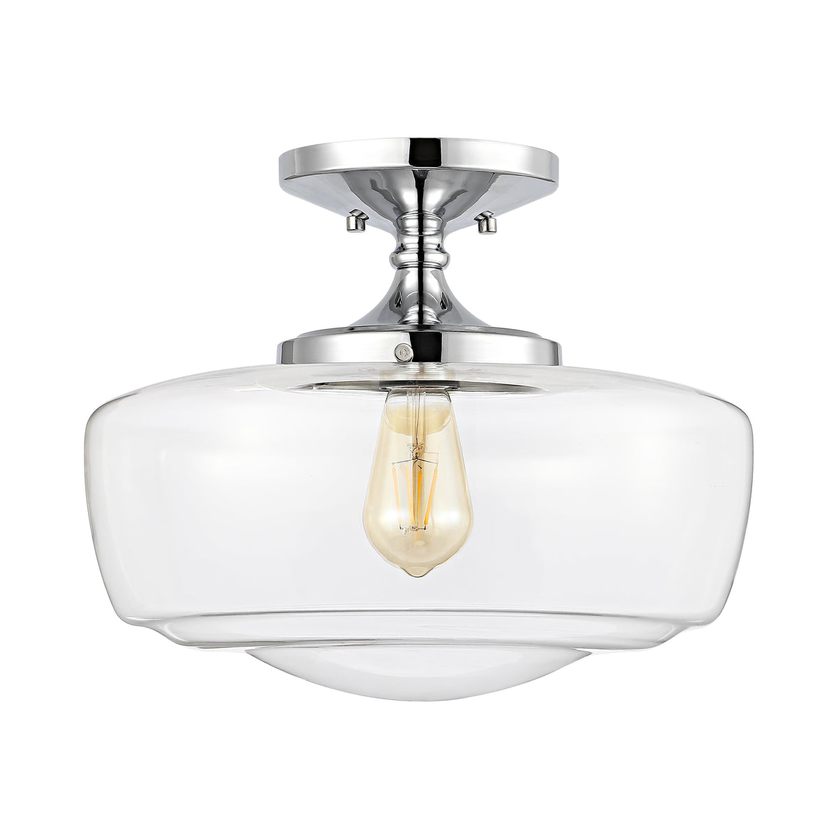 Abukamu 14" Glass/Iron Farmhouse Modern LED Flush Mount