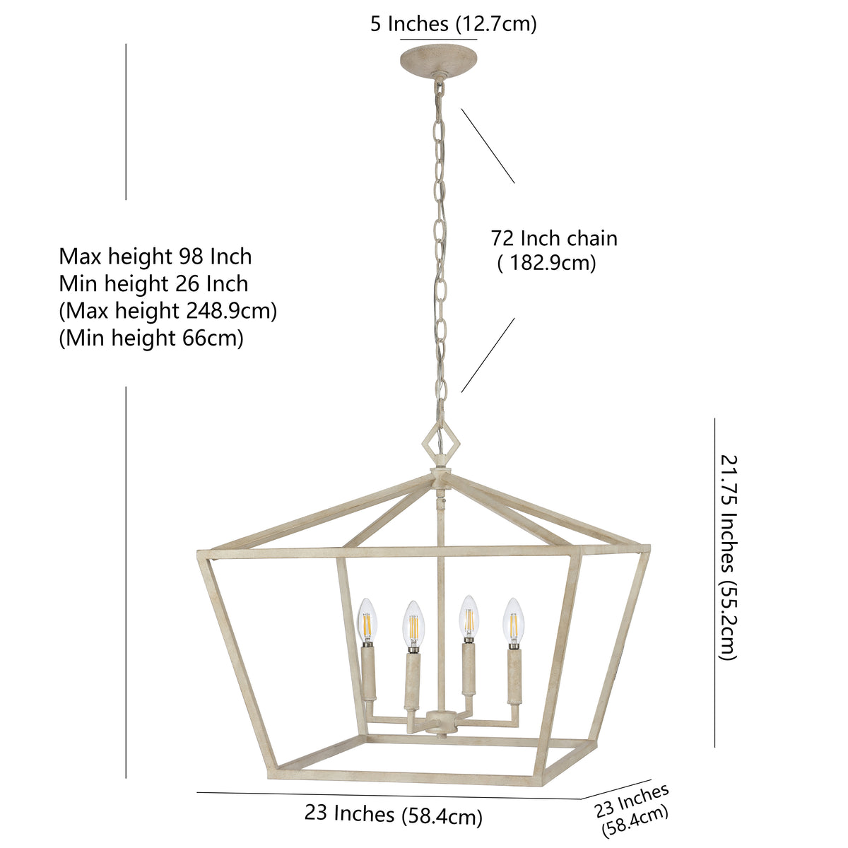 Zoar 23" 4-Light Adjustable Iron Rustic Glam LED Pendant