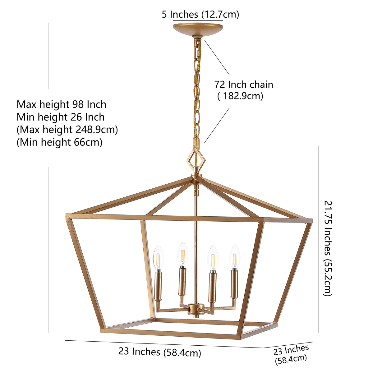 Zoar 23" 4-Light Adjustable Iron Rustic Glam LED Pendant
