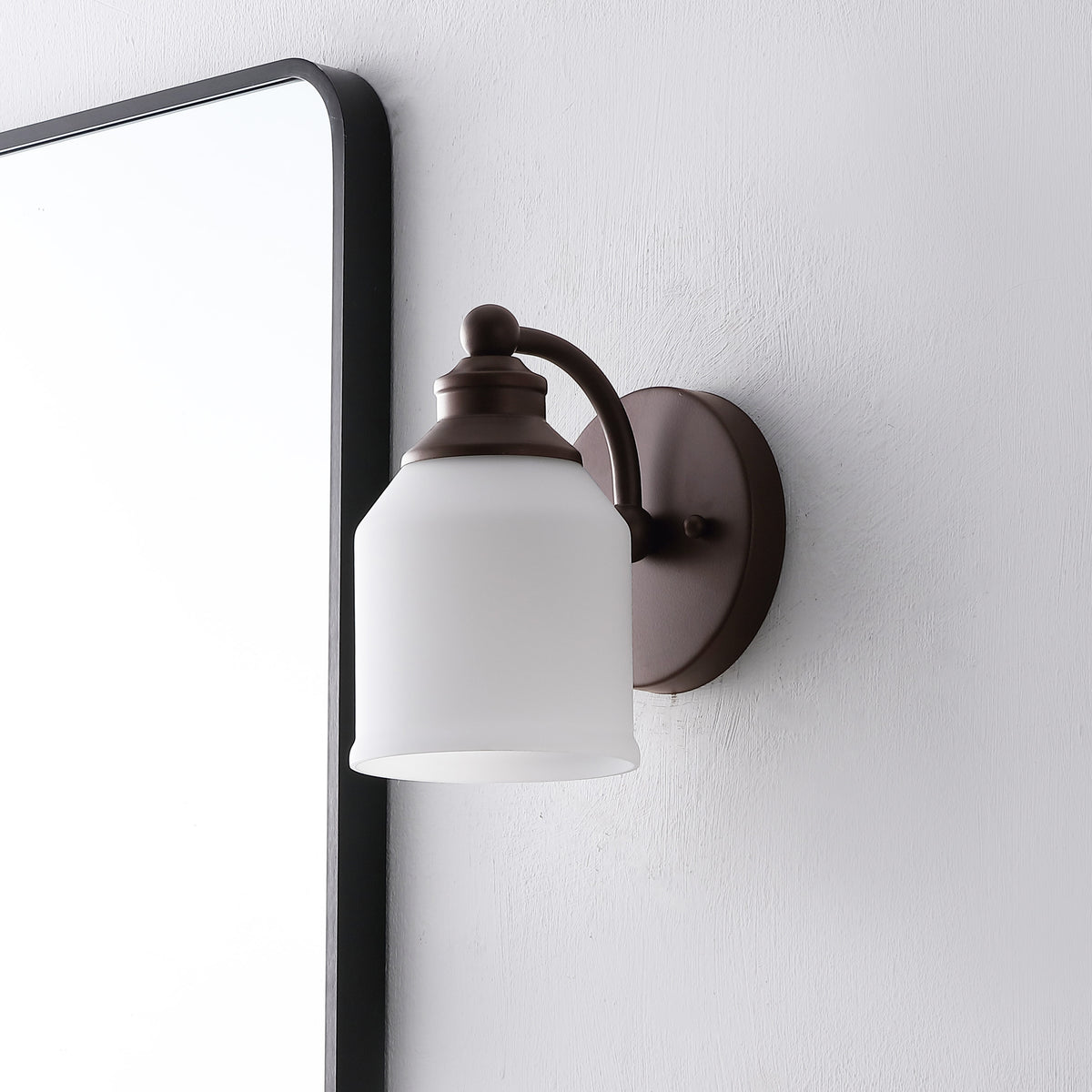 Berkley Iron/Frosted Glass Farmhouse Cottage LED Vanity Light
