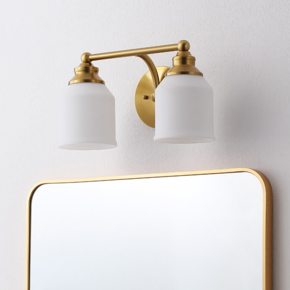 Berkley Iron/Frosted Glass Farmhouse Cottage LED Vanity Light