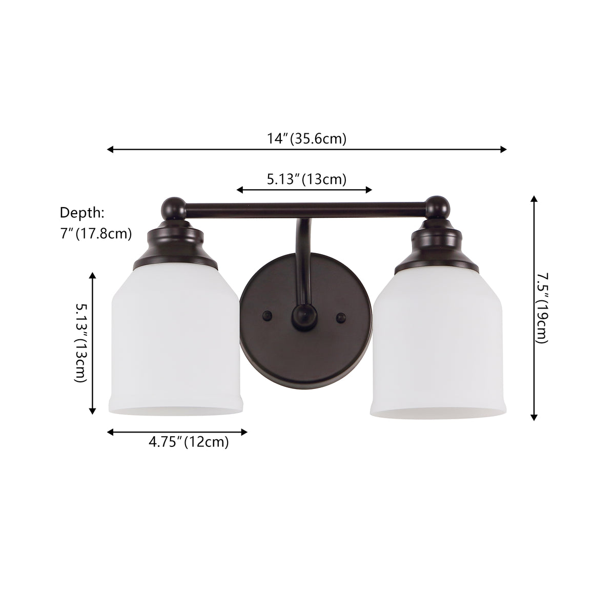 Berkley Iron/Frosted Glass Farmhouse Cottage LED Vanity Light