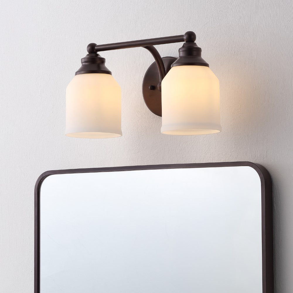 Berkley Iron/Frosted Glass Farmhouse Cottage LED Vanity Light