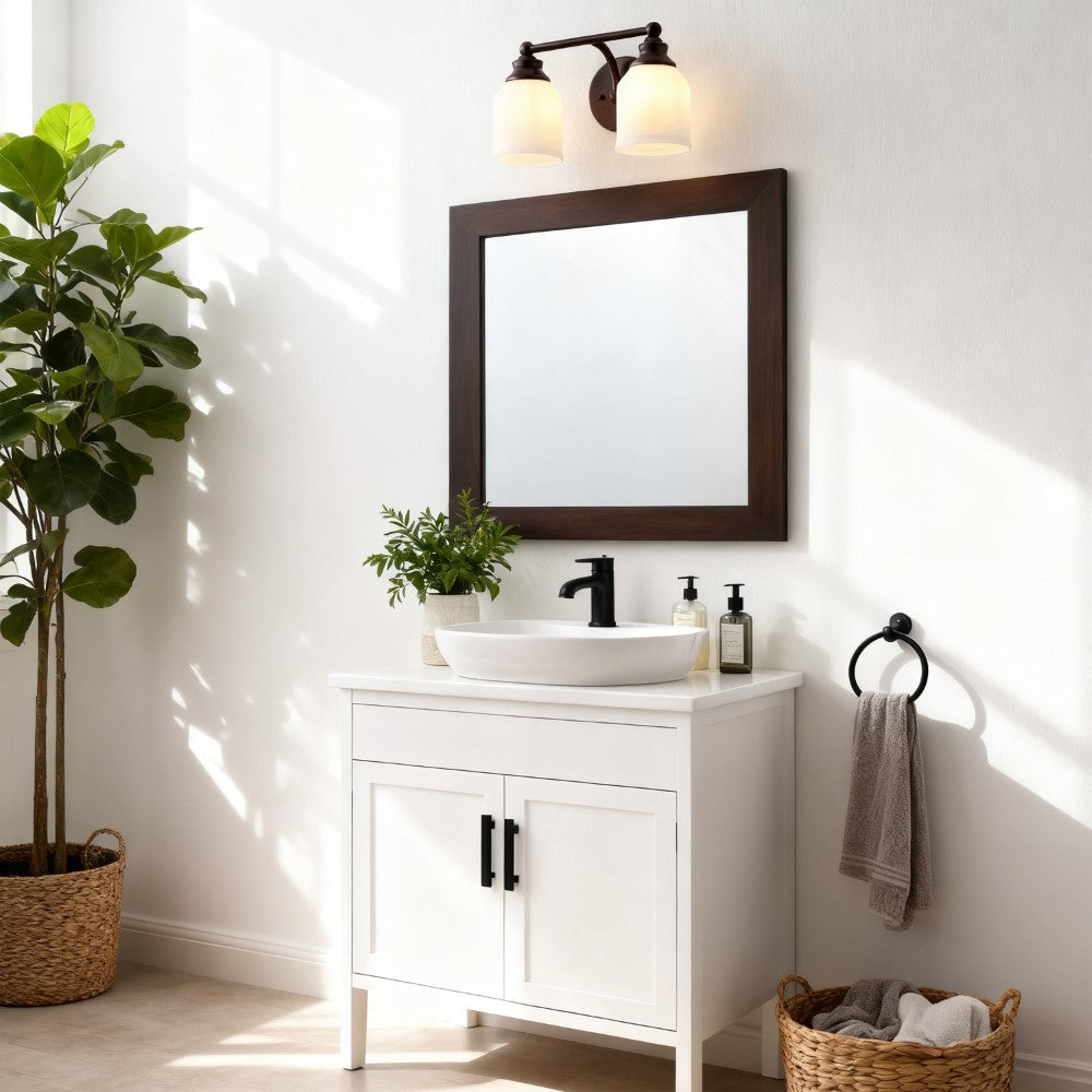 Berkley Iron/Frosted Glass Farmhouse Cottage LED Vanity Light