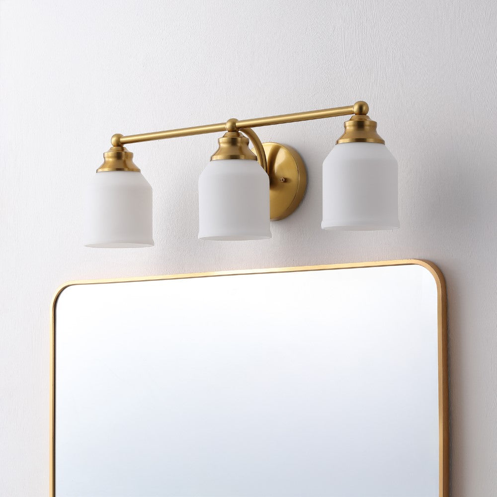 Berkley Iron/Frosted Glass Farmhouse Cottage LED Vanity Light
