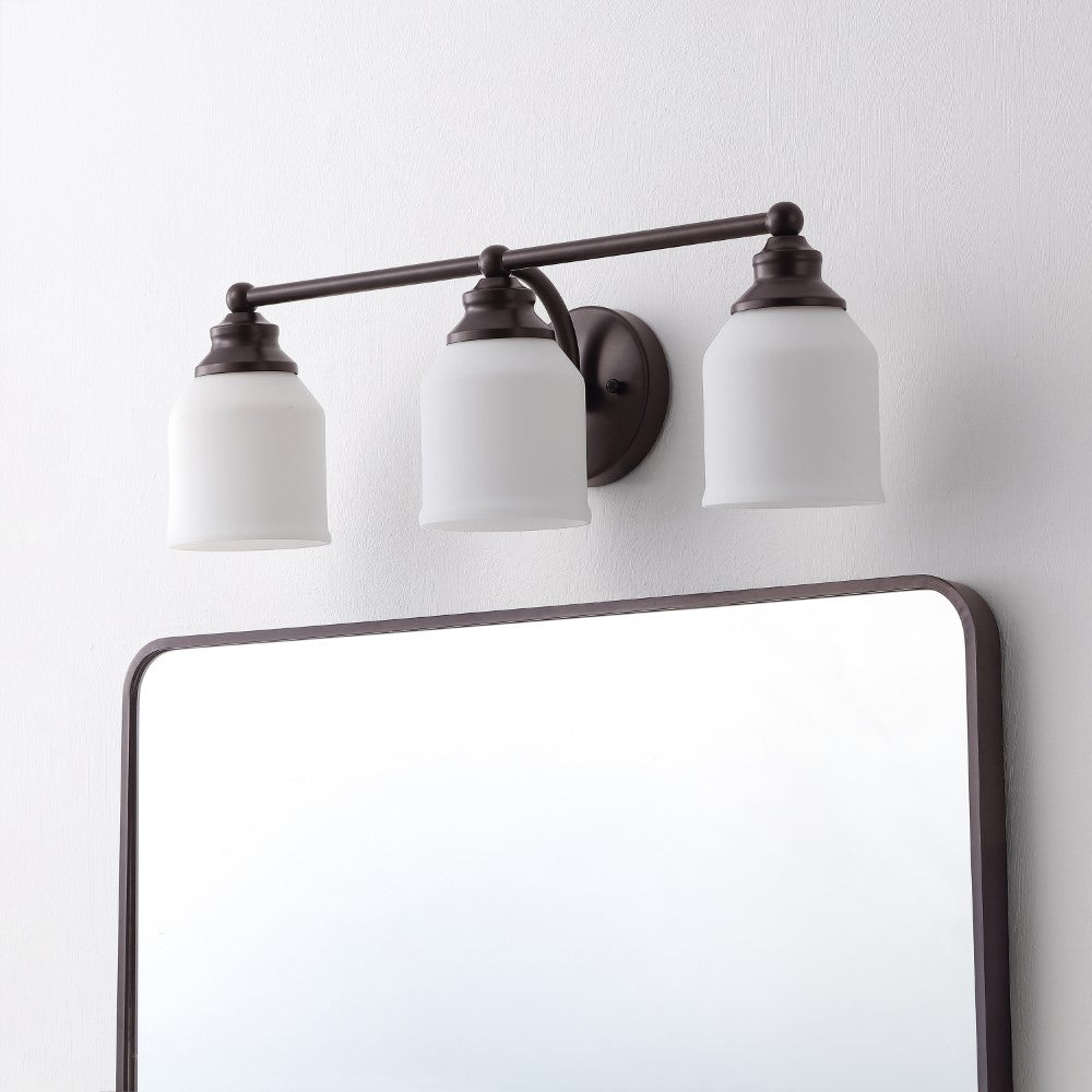 Berkley Iron/Frosted Glass Farmhouse Cottage LED Vanity Light