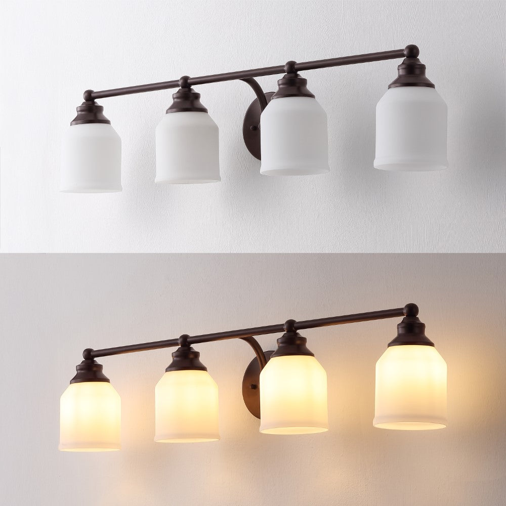 Berkley Iron/Frosted Glass Farmhouse Cottage LED Vanity Light