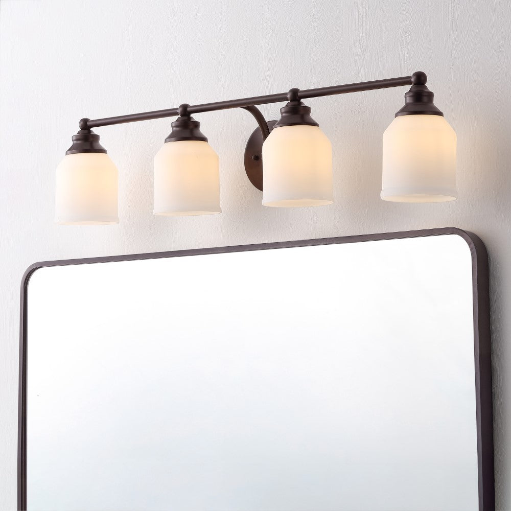 Berkley Iron/Frosted Glass Farmhouse Cottage LED Vanity Light