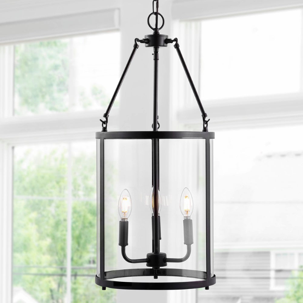 Thomas 12" Industrial Farmhouse Iron/Glass LED Pendant
