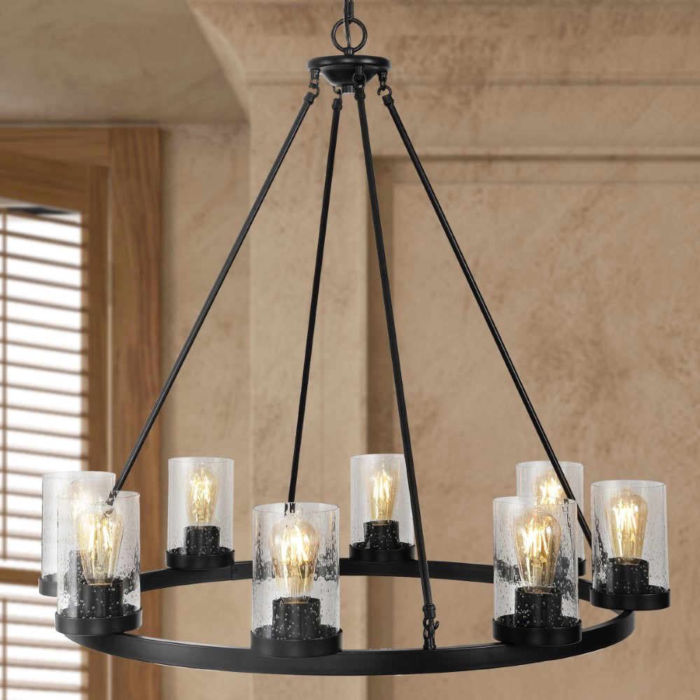 Mcguire Ring 33.5" Iron/Seeded Glass Bohemian Cottae LED Chandelier