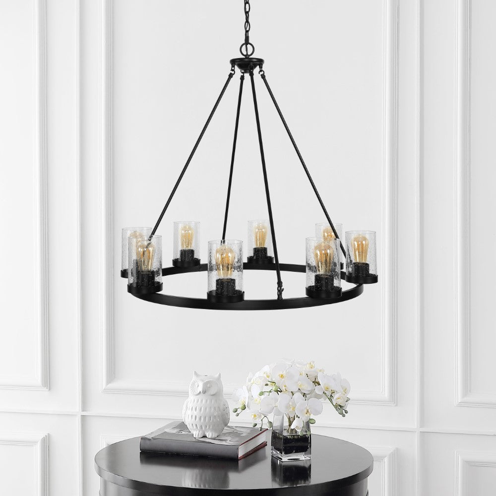 Mcguire Ring 33.5" Iron/Seeded Glass Bohemian Cottae LED Chandelier