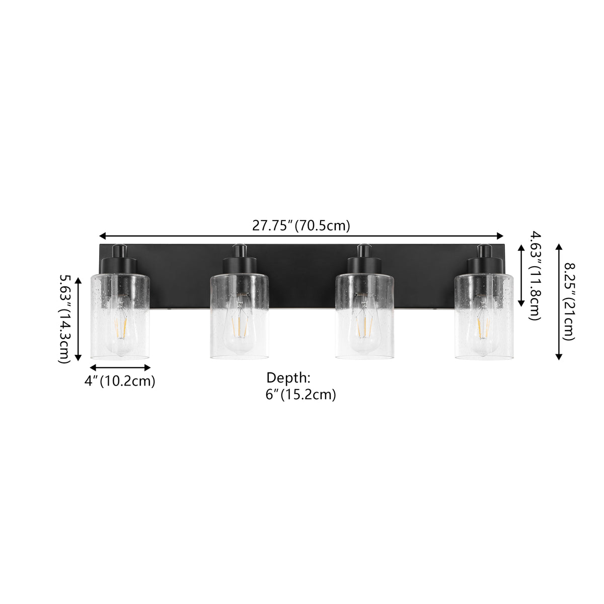 Margaret Seeded Glass/Iron Modern Contemporary LED Vanity Light