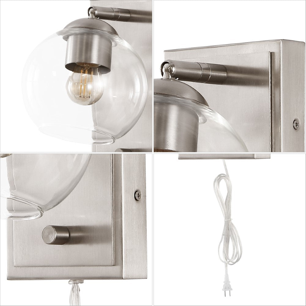 Pivoting 6" Minimalist Modern Plug-In or Hardwired Adjustable Iron LED Wall Sconce with Rotary Dimmer