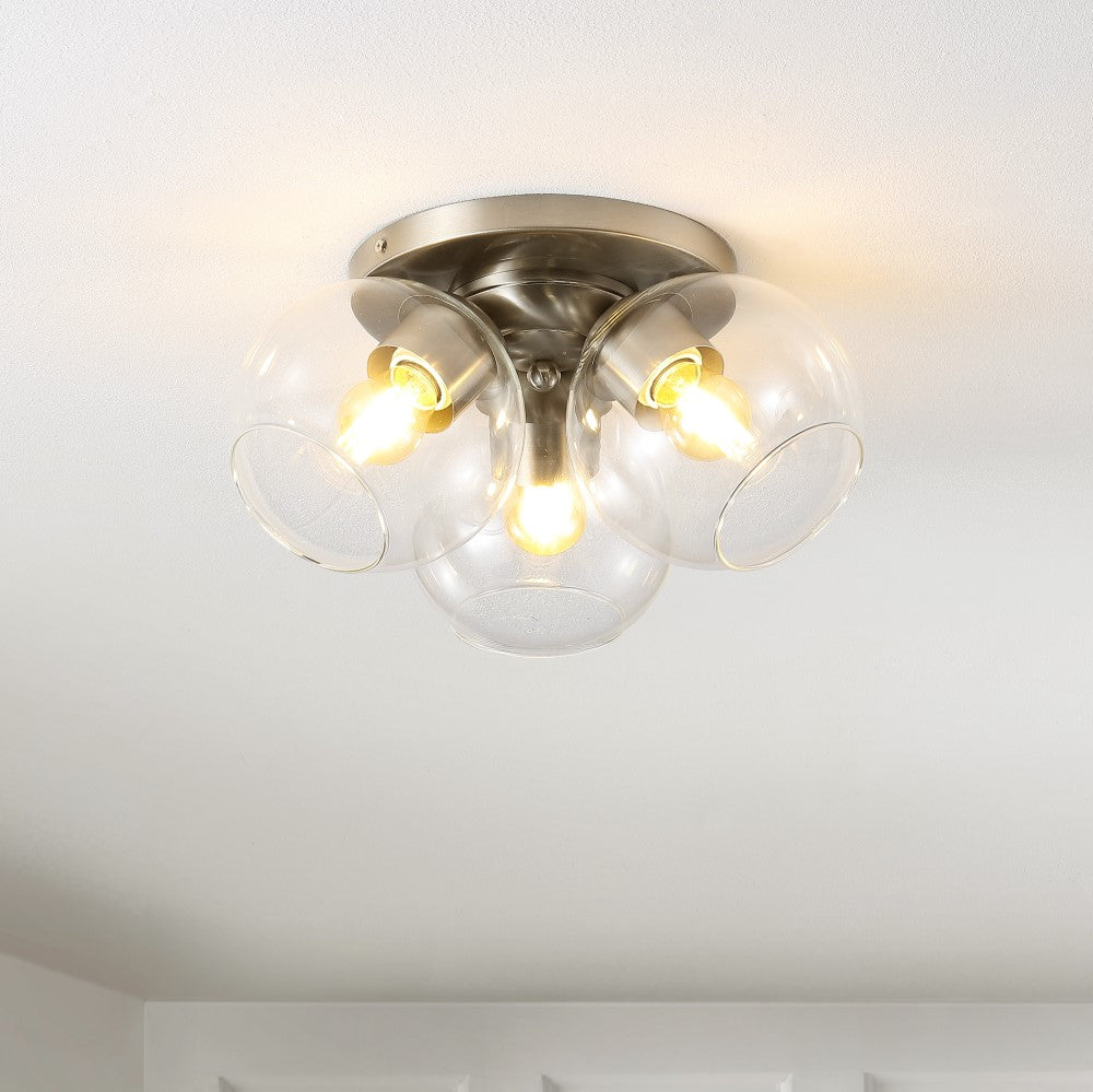Franklin 11.5" Farmhouse Rustic Iron/Glass LED Semi Flush Mount