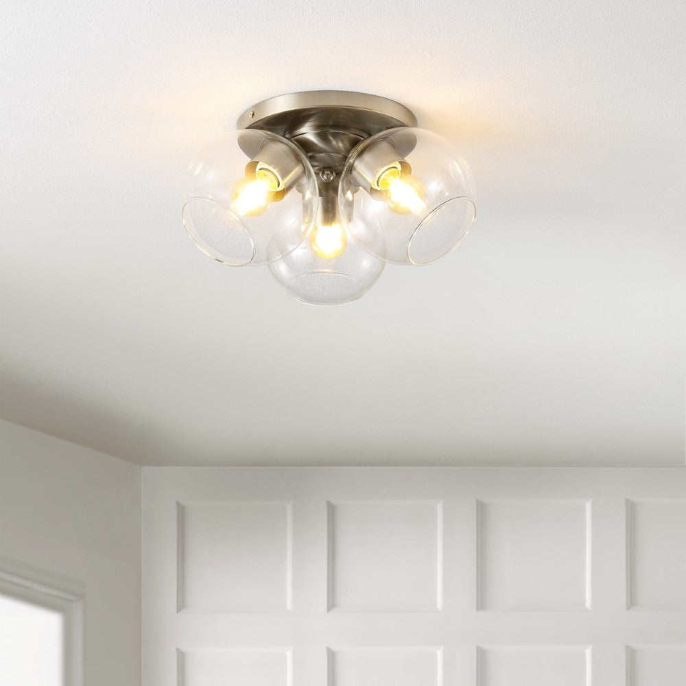 Franklin 11.5" Farmhouse Rustic Iron/Glass LED Semi Flush Mount