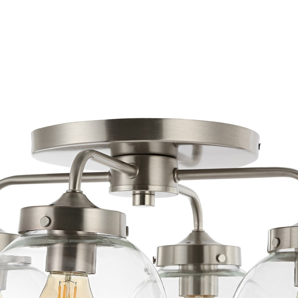 Jana 18" Farmhouse Rustic Iron/Glass LED Semi Flush Mount