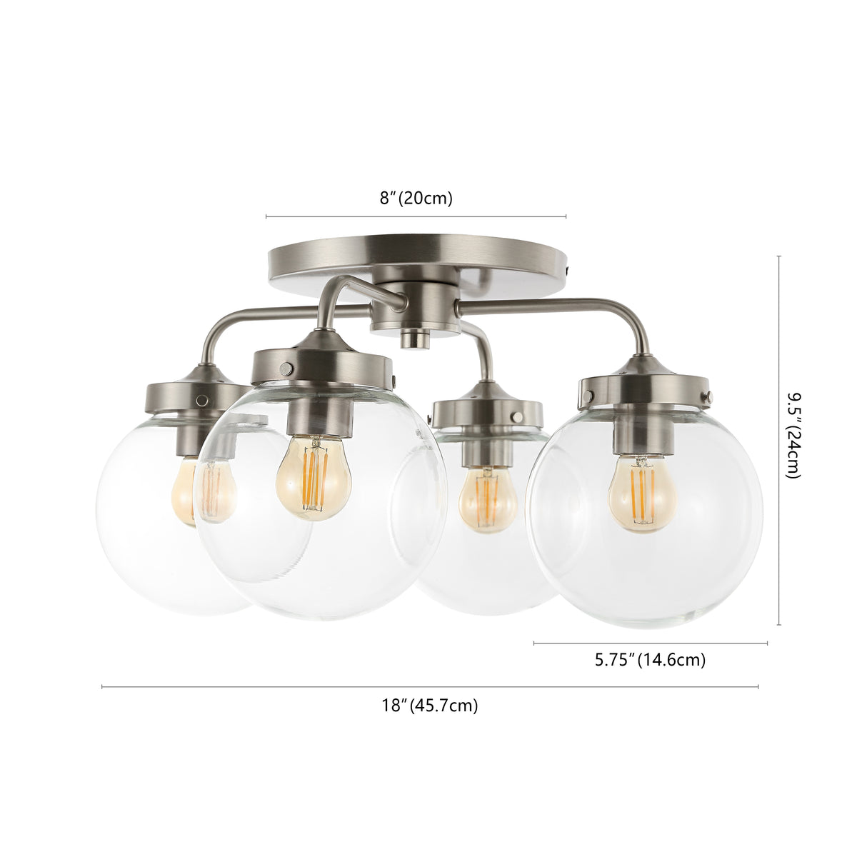Jana 18" Farmhouse Rustic Iron/Glass LED Semi Flush Mount