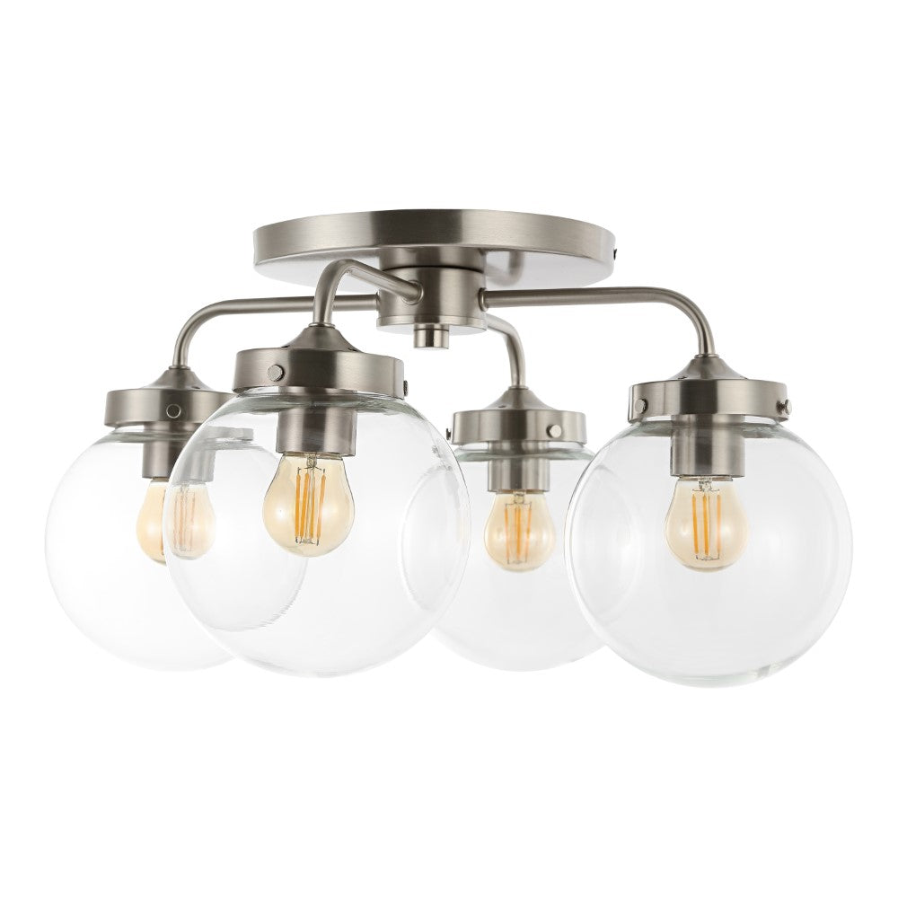 Jana 18" Farmhouse Rustic Iron/Glass LED Semi Flush Mount