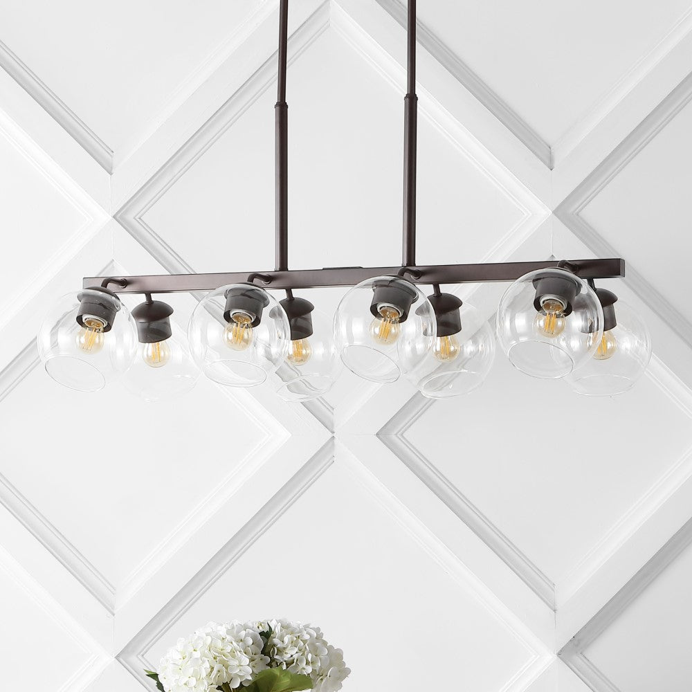 Sydney 33.5" Farmhouse Bohemian Iron/Glass Linear LED Pendant