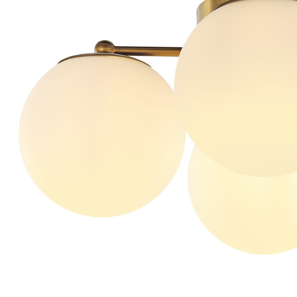 Rios 18" Bohemian Farmhouse Iron/Frosted Glass LED Semi Flush Mount