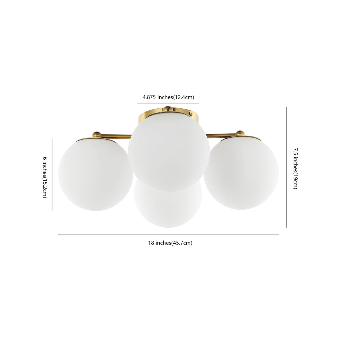 Rios 18" Bohemian Farmhouse Iron/Frosted Glass LED Semi Flush Mount
