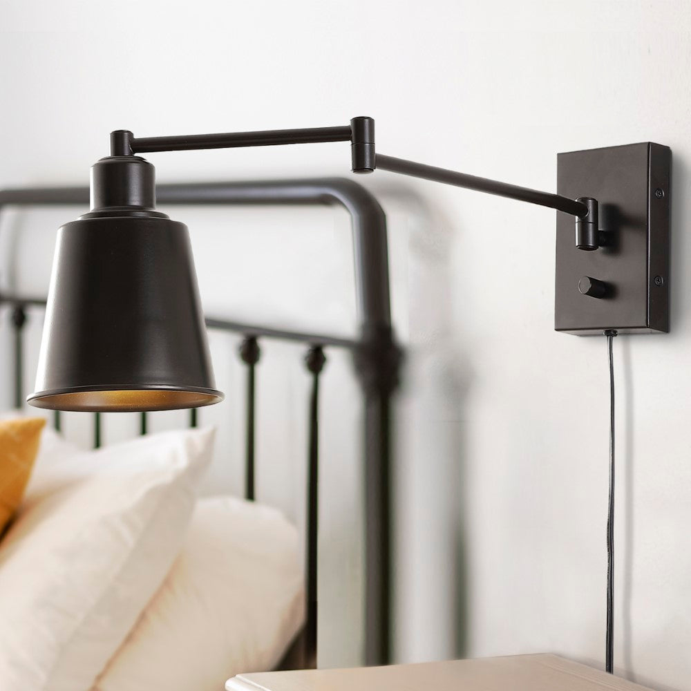Graves 5.75" Iron Contemporary Swing Arm LED Wall Sconce