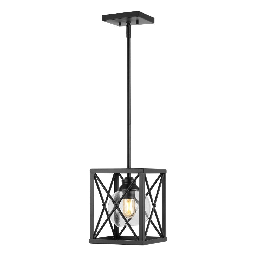 Darwin 8" Industrial Farmhouse Iron/Glass LED Pendant