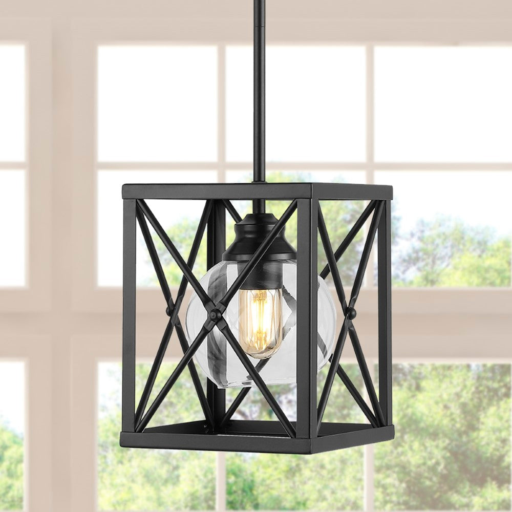 Darwin 8" Industrial Farmhouse Iron/Glass LED Pendant