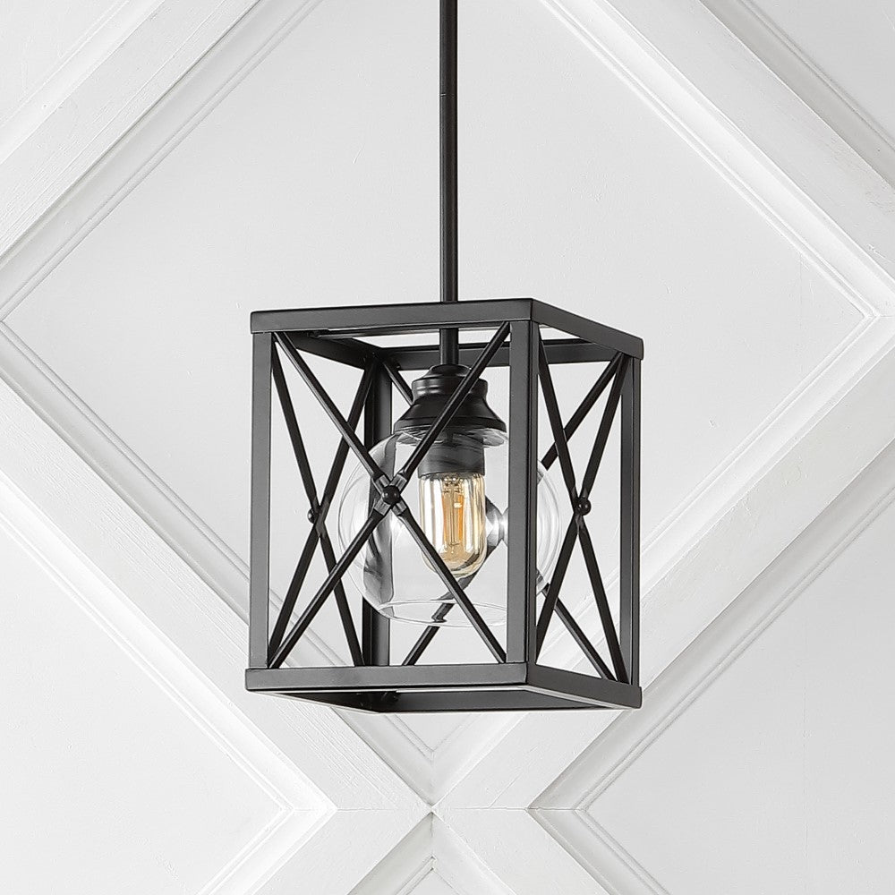 Darwin 8" Industrial Farmhouse Iron/Glass LED Pendant