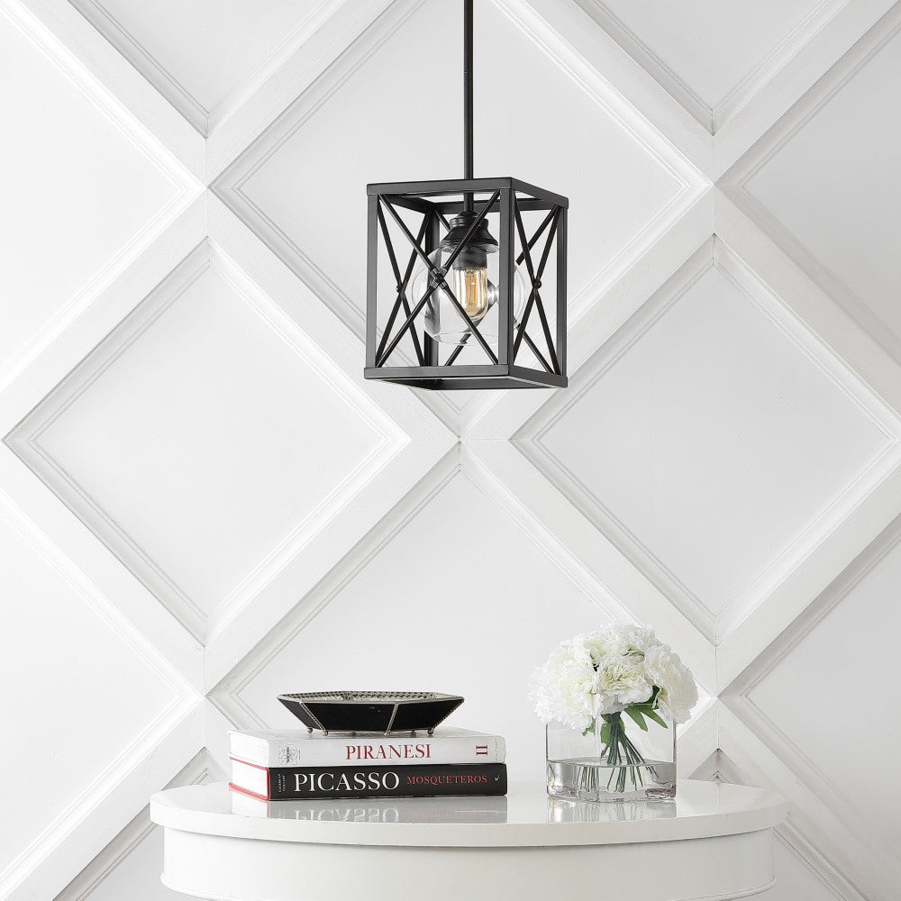 Darwin 8" Industrial Farmhouse Iron/Glass LED Pendant
