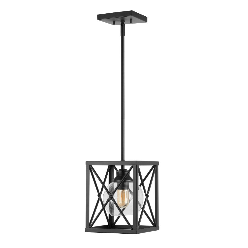 Darwin 8" Industrial Farmhouse Iron/Glass LED Pendant